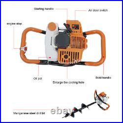 2 Stroke 2.4HP 52cc Post Hole Digger Earth Auger Gasoline One Man Machine SALE