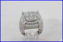 4 Ct Round Cut Moissanite Men's Cluster Engagement Ring Real 925 Sterling Silver