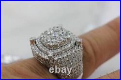 4 Ct Round Cut Moissanite Men's Cluster Engagement Ring Real 925 Sterling Silver