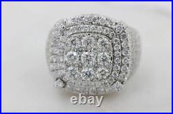 4 Ct Round Cut Moissanite Men's Cluster Engagement Ring Real 925 Sterling Silver