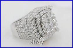 4 Ct Round Cut Moissanite Men's Cluster Engagement Ring Real 925 Sterling Silver