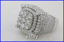 4 Ct Round Cut Moissanite Men's Cluster Engagement Ring Real 925 Sterling Silver