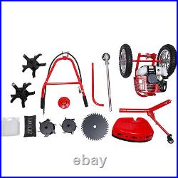 49cc 2-Stroke Hand Push Lawn Mower Gas Powered 3-in-1 Walk-Behind Lawn Mower