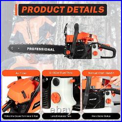 58CC Gas Chainsaw 20 Bar Gasoline Powered Chain Saw 2 Cycle Engine Cutting SALE