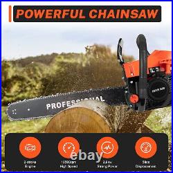 58CC Gas Chainsaw 20 Bar Gasoline Powered Chain Saw 2 Cycle Engine Cutting SALE