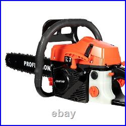 58CC Gas Chainsaw 20 Bar Gasoline Powered Chain Saw 2 Cycle Engine Cutting SALE