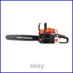 58CC Gas Chainsaw 20 Bar Gasoline Powered Chain Saw 2 Cycle Engine Cutting SALE