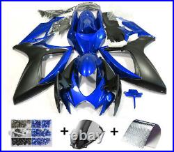 Fairing Injection Plastic Kit Blue Black Fit For Suzuki GSXR600/750 2006-2007