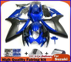 Fairing Injection Plastic Kit Blue Black Fit For Suzuki GSXR600/750 2006-2007 V1