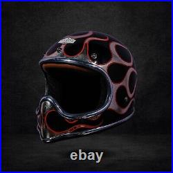 Sale! Vintage Custom Helmet Slimmoto Black Flames Caferacer Motorcycle