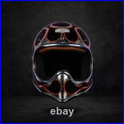 Sale! Vintage Custom Helmet Slimmoto Black Flames Caferacer Motorcycle