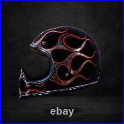 Sale! Vintage Custom Helmet Slimmoto Black Flames Caferacer Motorcycle